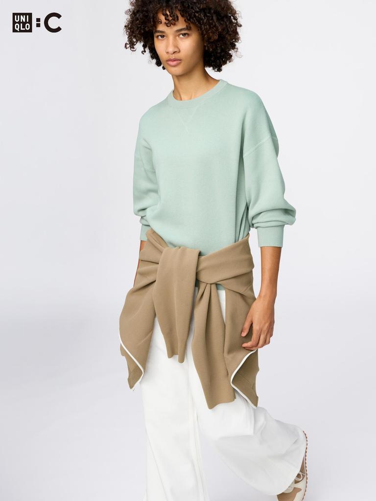 Uniqlo Японский гладкий хлопковый свитер с круглым вырезом