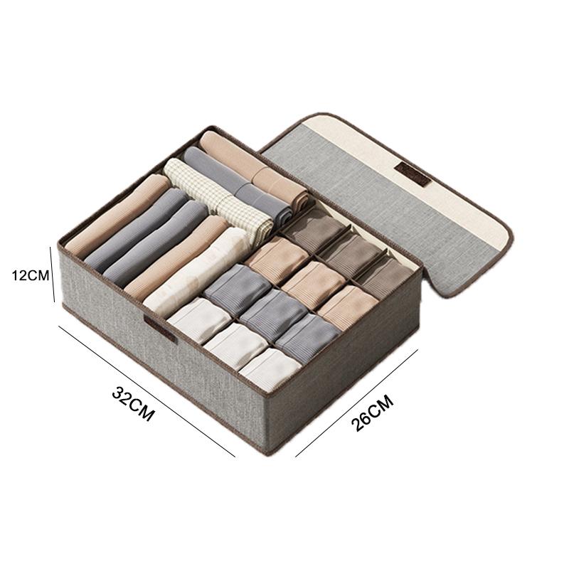 3-в-1 Ткань Нижнее белье Носки Шкафы Ящик Органайзер Коробка Для Домашнего Использования Шкаф Для Хранения Складной Хлопок Лен Современный Простой