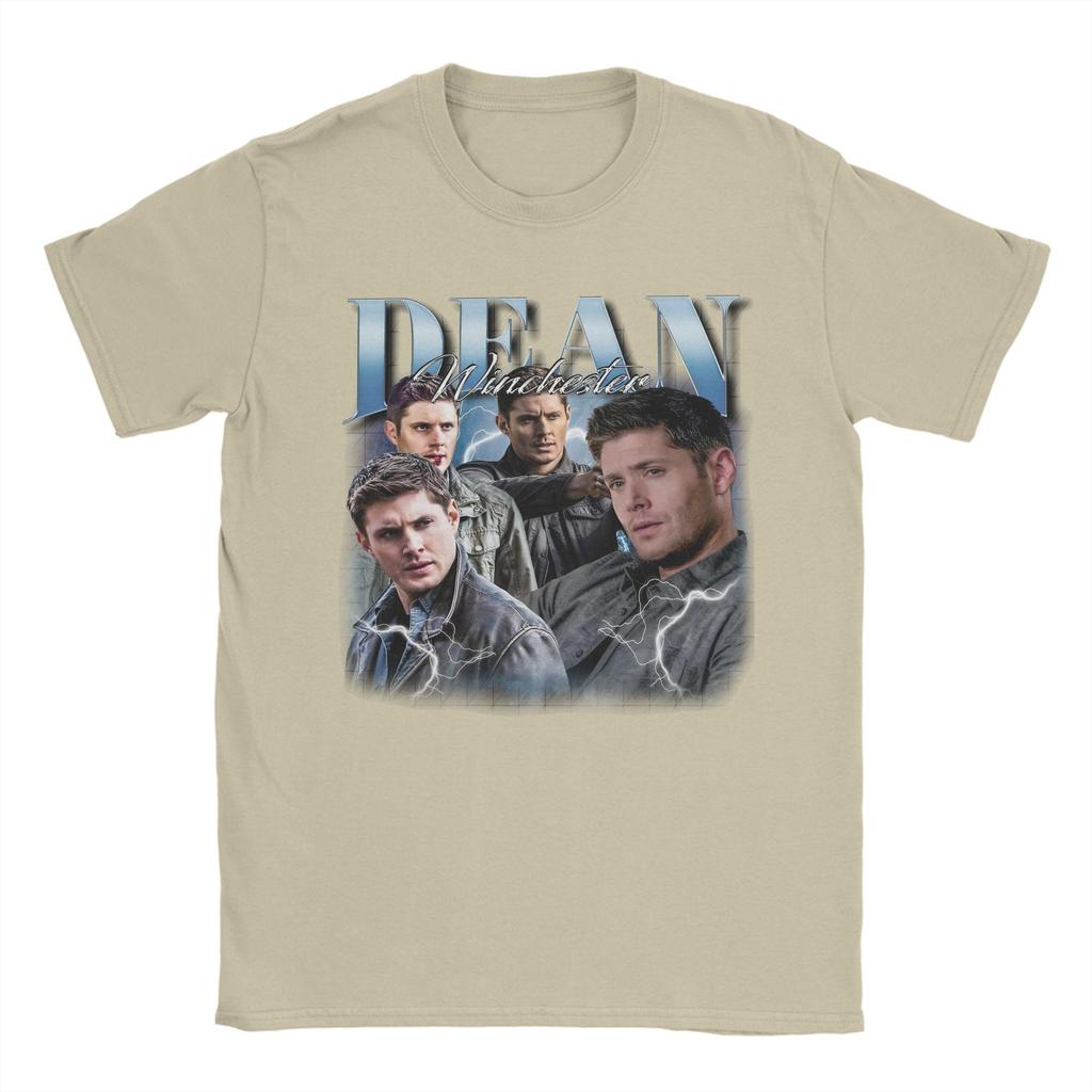 Новинка Винтаж Dean Winchester Сверхъестественное Футболки для Мужчин Хлопковые Футболки с Коротким Рукавом Идея для Подарка Одежда