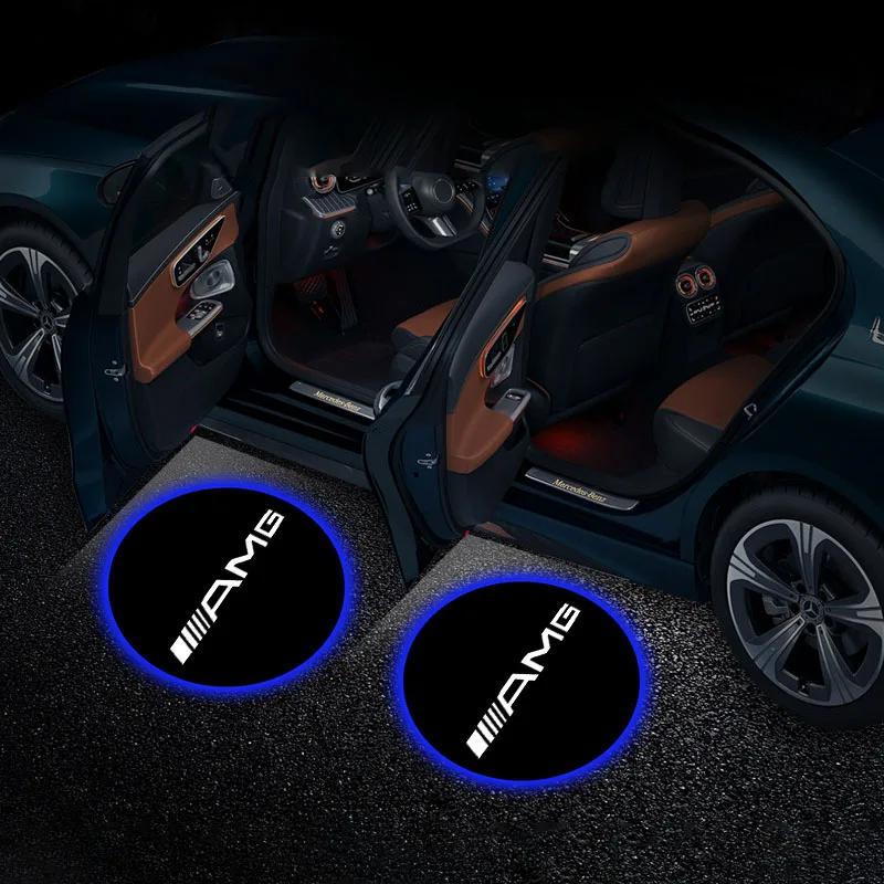 AABII1 Car Door Wireless Welcome Light LED HD Projector Lamp Decoration Stickers For Mercedes Benz AMG W204 W213 W205 W211 W212 W176