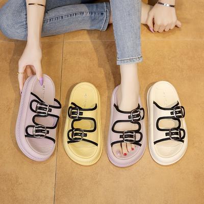 Удобные шлепанцы на толстой подошве на липучке, женские, носят пляжные сандалии на толстой подошве летом