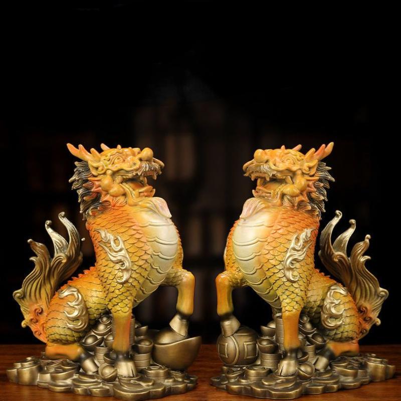 Цветные медные украшения Цилин Цилин привлекают богатство Божественные звери Удачливые украшения Цилин для офиса и гостиной Подарки на новоселье