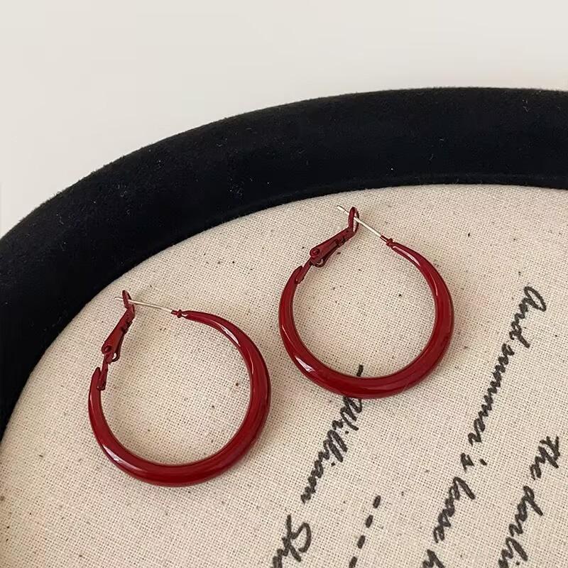 Красные большие круглые серьги-кольца для женщин, модные простые гиперболические геометрические круглые украшения, подарок Brincos