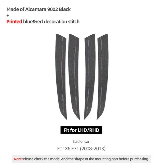 Для BMW X5 E70 X6 E71 автомобильная внутренняя отделка панели двери, наклейка для производительности, сделанная из альканртары, аксессуары для украшения интерьера