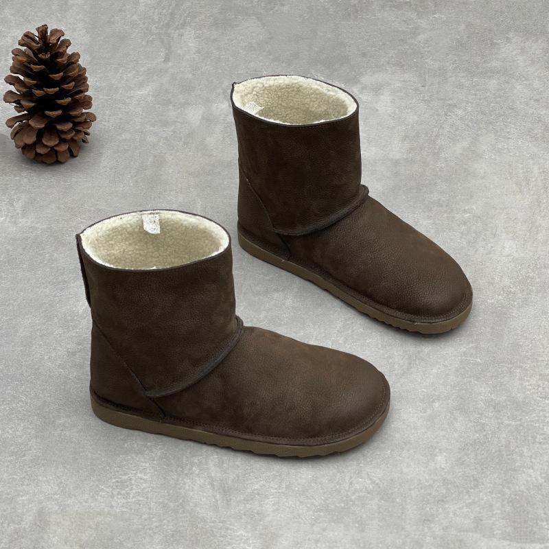 Johnature Зимние ботинки из натуральной кожи, плюшевые теплые хлопковые туфли с круглым носком, на плоской подошве, короткие ботинки