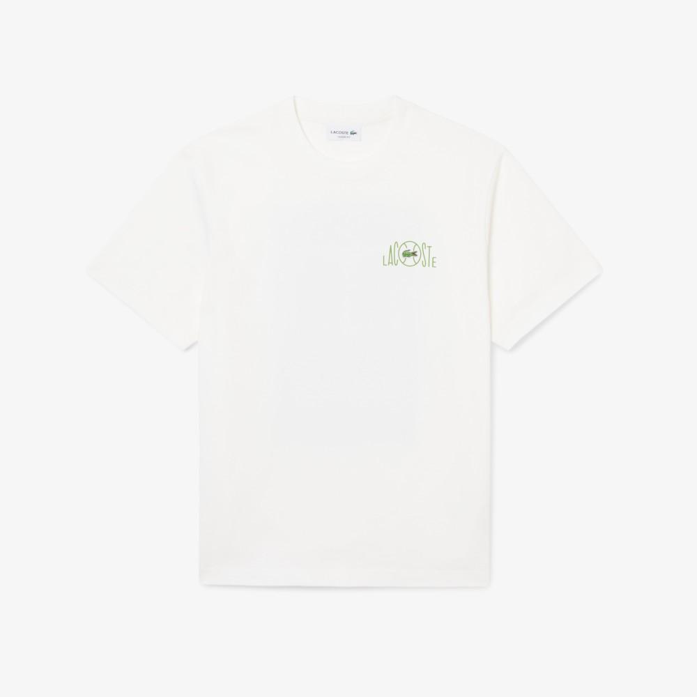 [Lacoste] Men's Back Tennis Court Graphic Short Sleeve T-Shirt TH2197-56G70V