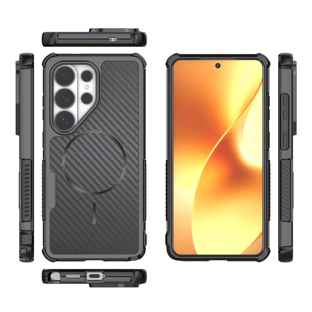 Магнитный защитный чехол Crystal для Samsung S26 ULTRA, текстура углеродного волокна, защита от падений, дизайн с усиленными углами
