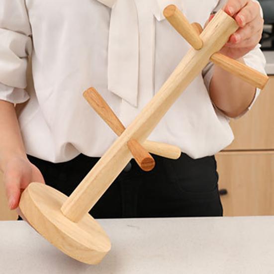 Деревянный держатель для кружки, дерево, 6 крючков, сверхмощный многофункциональный органайзер для чашек чая, кофе, вешалка, подставка для хранения, сливная стойка, товары для дома