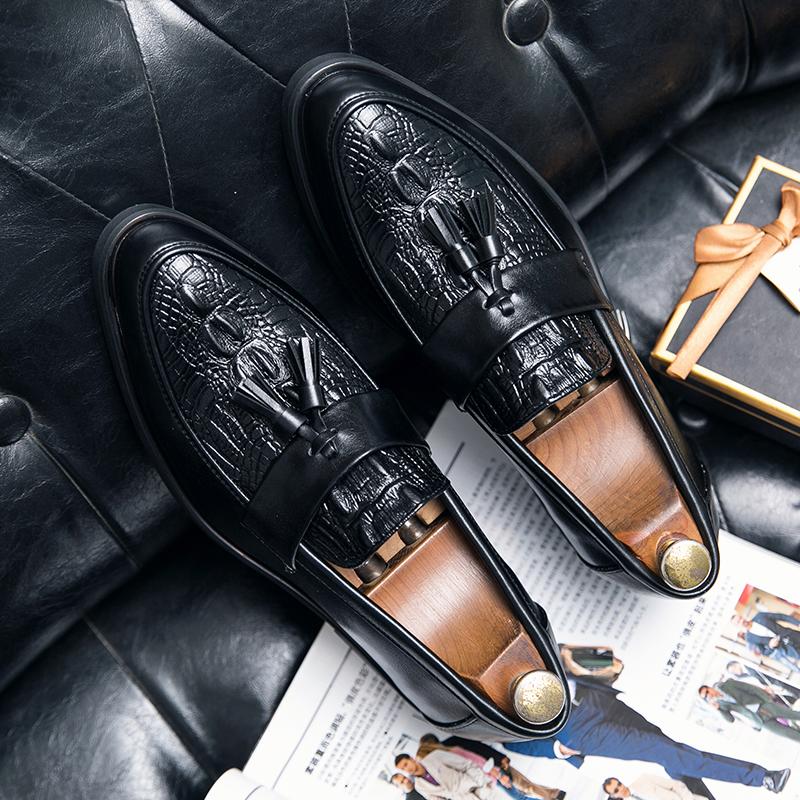 Элегантные мужские мокасины высокого класса с крокодиловым узором, мужская кожаная повседневная обувь для вождения, офиса, бизнеса, универсальная