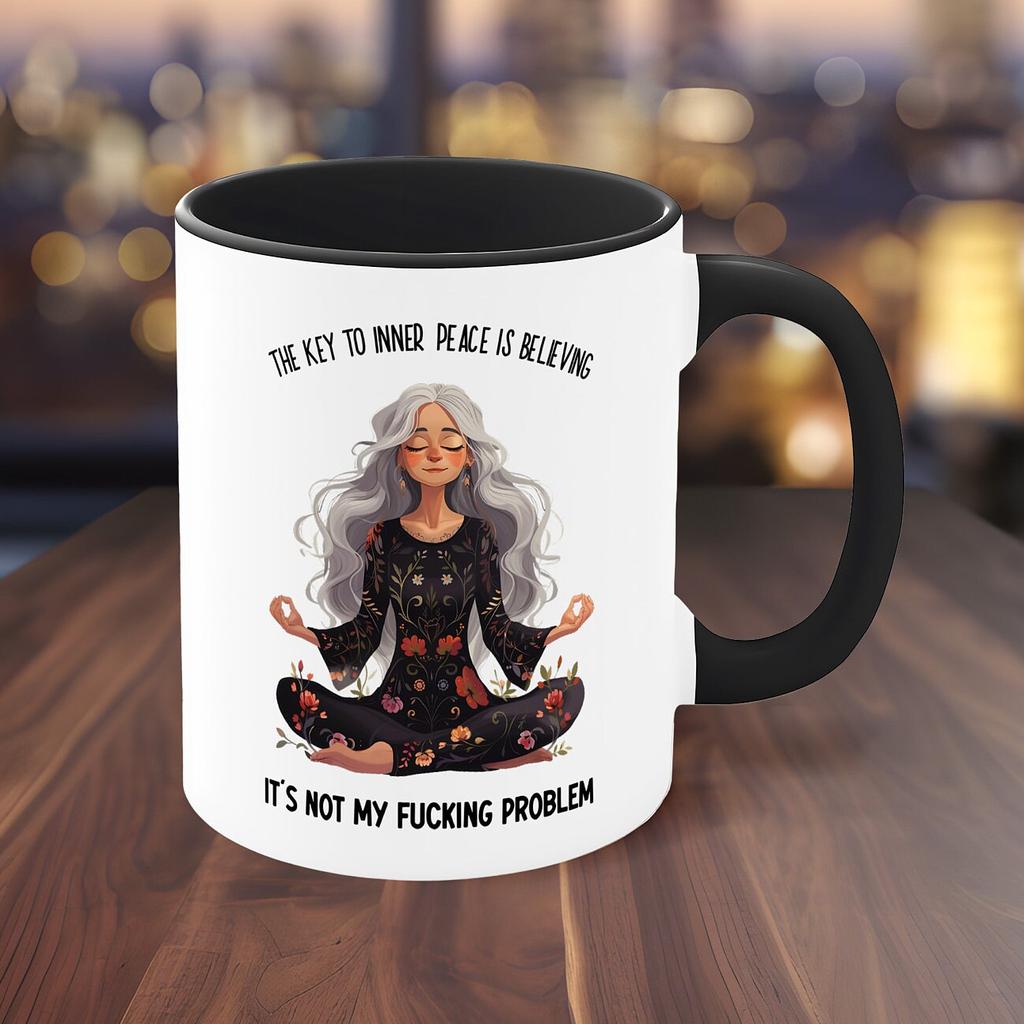 Yoga Inner Peace Fucking Problem Calming Yoga Ceramic Coffee Mug Water Cup