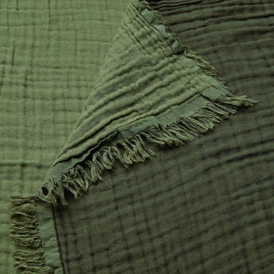 Плед серо-зеленый, VALLKRASSING Throw Grey-green, IKEA