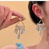 Zircon Triangular Water Drop Fringed Earrings Fashion Court Style Stud Earrings High Sense Cold Temperament Earrings Women