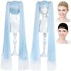 CaseEden Cosplay Wig Snow Miku Snow Hatsune SNOW MIKU Hatsune Miku Long Twin Tails with Vance Light Blue White Gradient Color White Mercier Wig Net