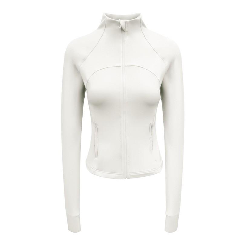 Womens Slim Fit Long Sleeve Yoga Top Winter Workout Jacket Pure Color