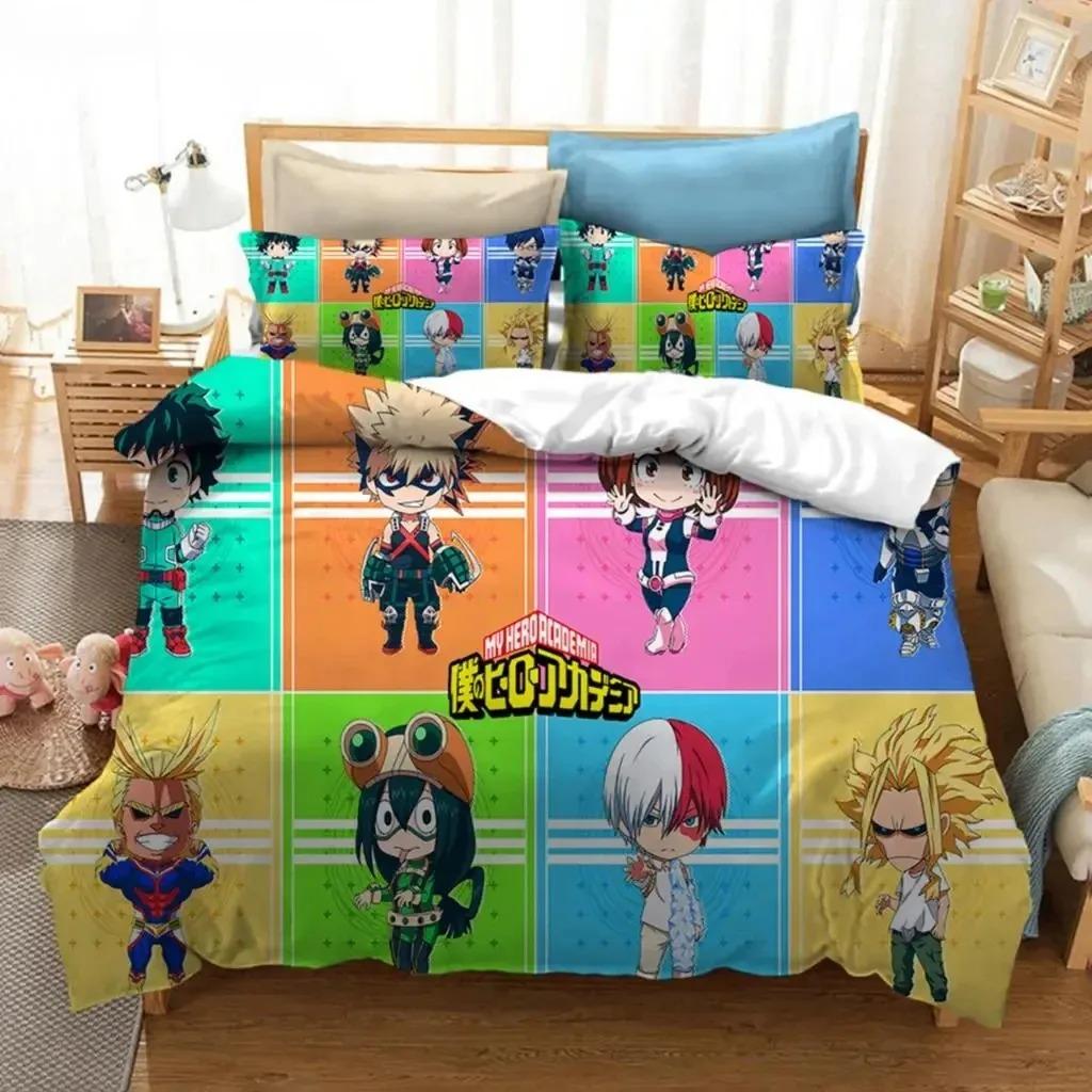 Anime My Hero Academia Bedding Set Boys Girls Twin Queen Size Duvet Cover Pillowcase Bed Boys Adult Fashion Home Textileextile
