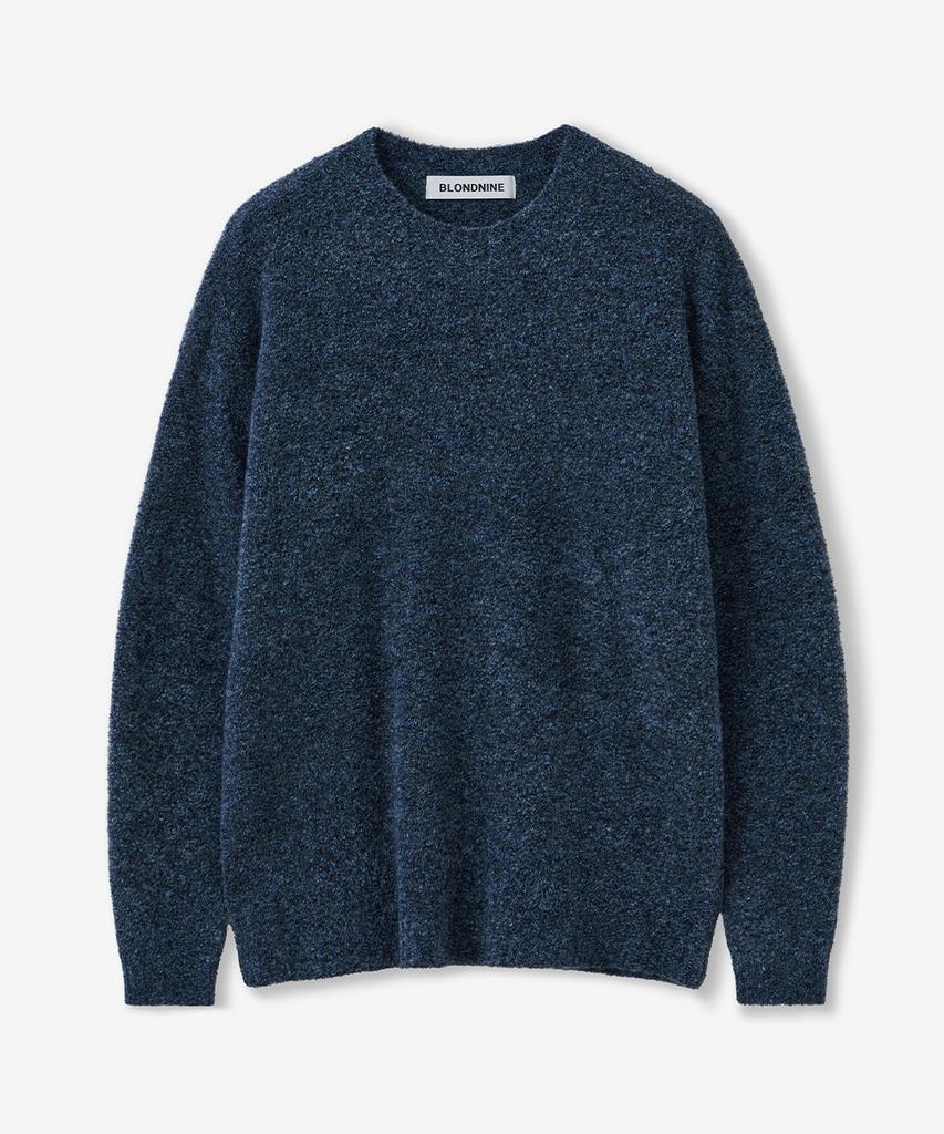 BLOND9 Soft Wool Boucle Round Knit_Blue