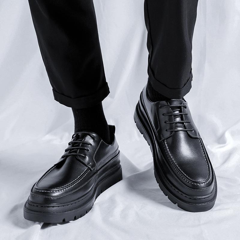 2024 Толстые Модные Туфли Оксфорды Кожаные Мужские Деловые Туфли Нескользящие Мужские Повседневные Туфли Люксовый Бренд Ручной Работы Мужская Обувь