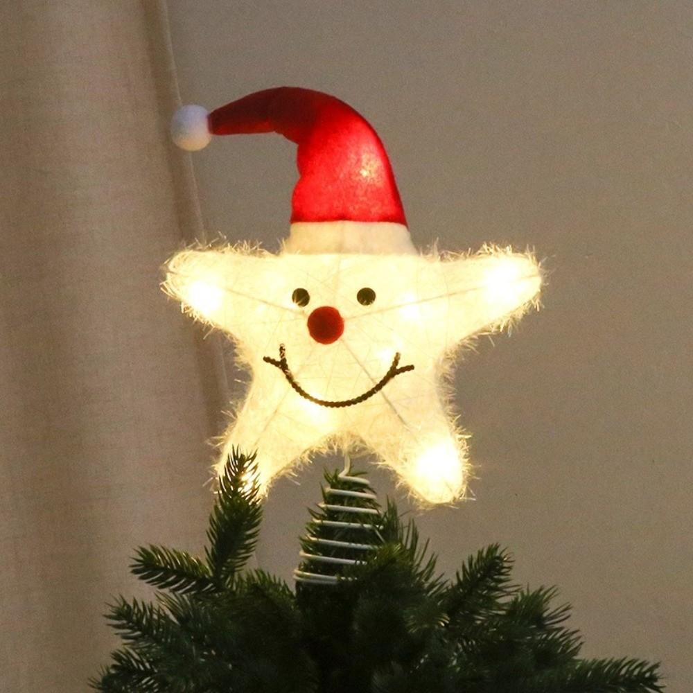 3D Glitter Star Christmas Trees Topper Iron Glowing Tree Topper Home Xmas Tree Ornament