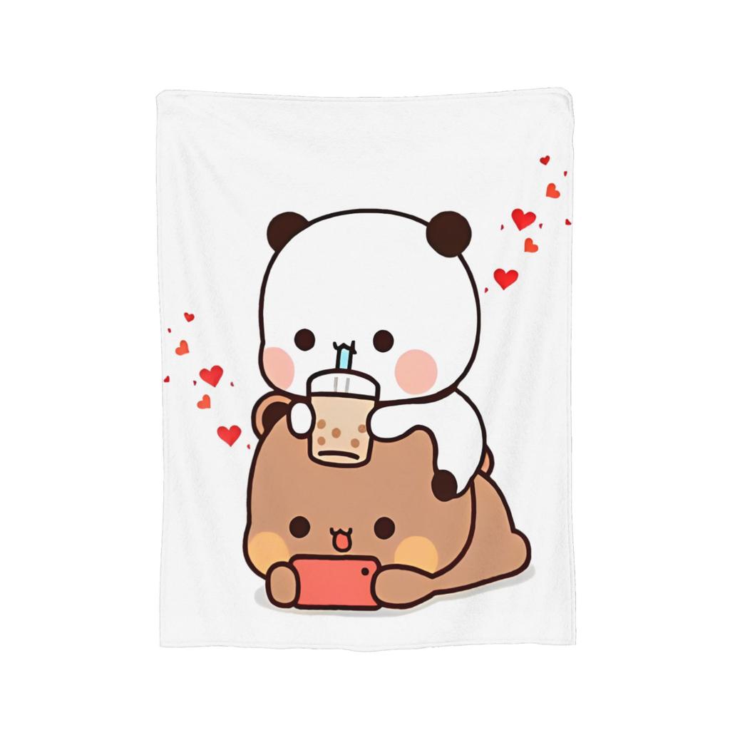 Bubu and Dudu Blanket Velvet Panda And Brownie Bear Couple Warm Throw Blanket for Bedding Couch Bed Rug