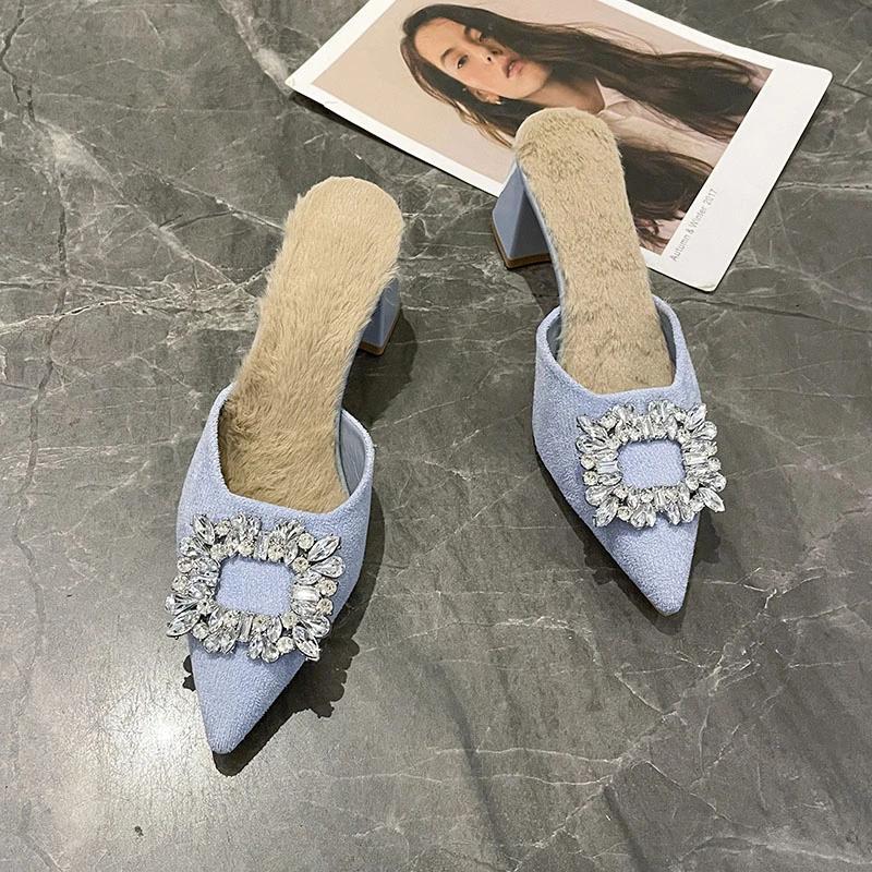 Fashion Women's Shoes 2024 Fashion Slingbacks Women's High Heels Hot Sale Crystal Dress Pumps Women Sexy Pointed Toe Heels Women Zapatos