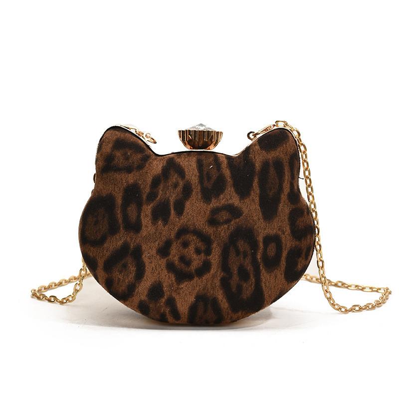 Chic Leopard Print Cat Head Small Shoulder Bag For Women In Trendy Urban Style