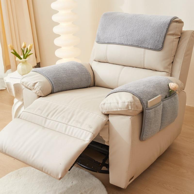 Лампа плюшевый коврик для дивана-реклайнера, однотонный мягкий чехол для кресла, нескользящая сумка для хранения, одиночная боковая подушка для дивана для гостиной