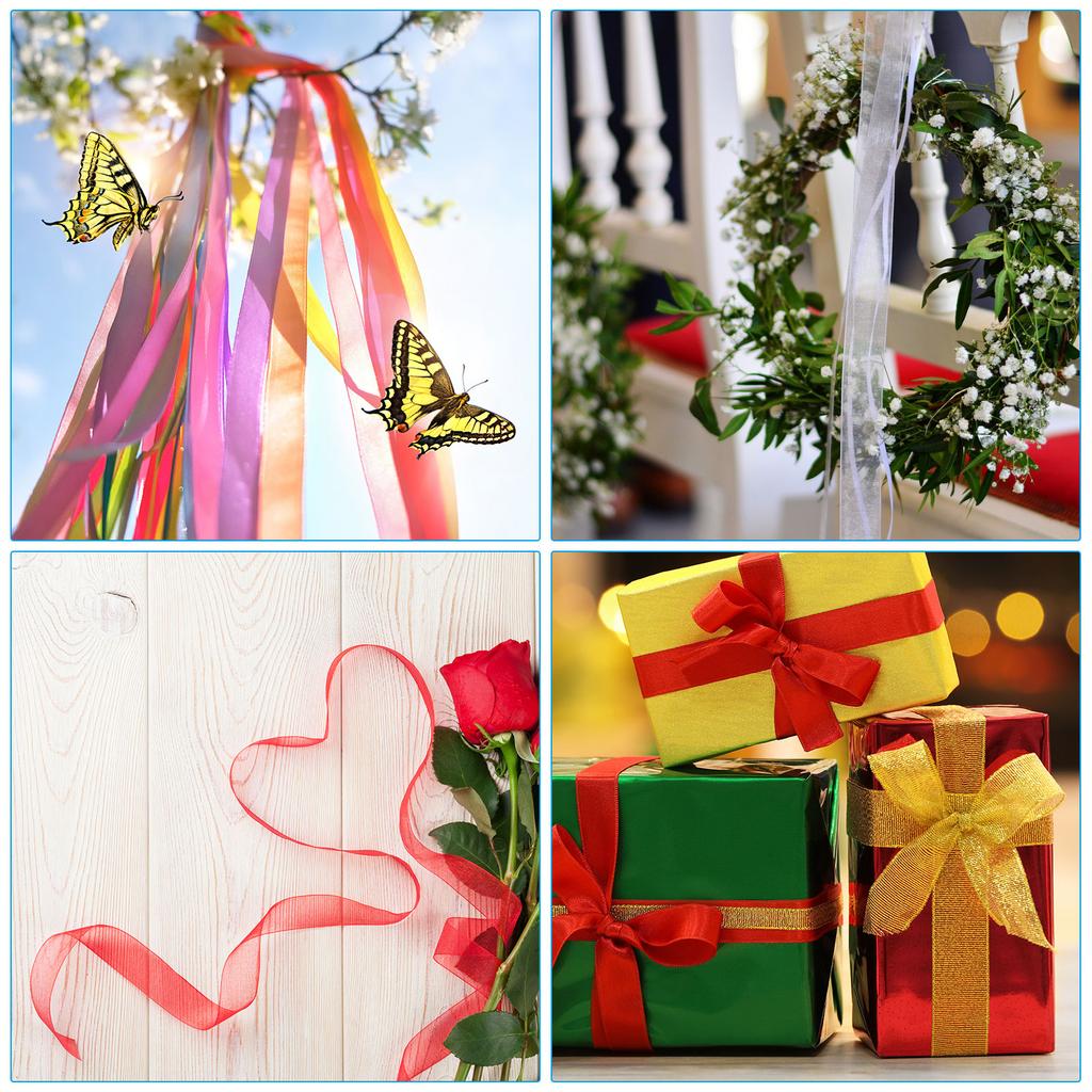 Лента из органзы 100 ярдов Лента для упаковки подарков для букета торта приглашений украшения для открыток домашнего декора (50 ярдов/рулон) 0,6 дюйма