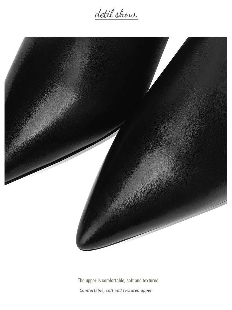 Трендовые женские ботильоны 2025 из натуральной кожи на шпильке с бархатной подкладкой