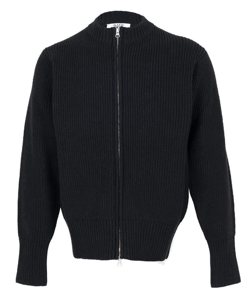 Frui Cotton Chunky Round Neck Cardigan_Black