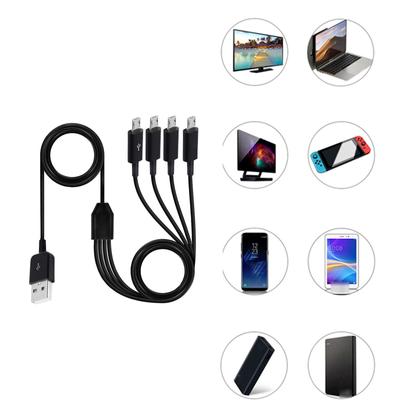 4 в 1 USB-кабель для зарядки. Мультизарядный кабель для нескольких устройств. Заряжает 4 планшета или телефона одновременно.