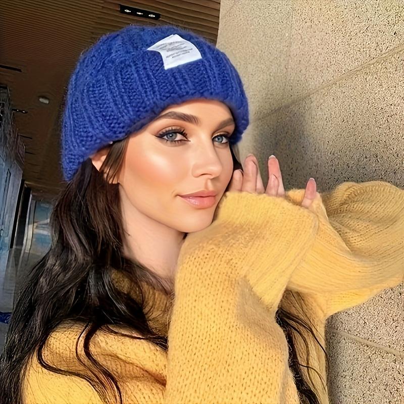 Женская эластичная шапка-бини, зимняя шапка-череп, мягкий повседневный головной убор, универсальная мода, удобная теплая шапка