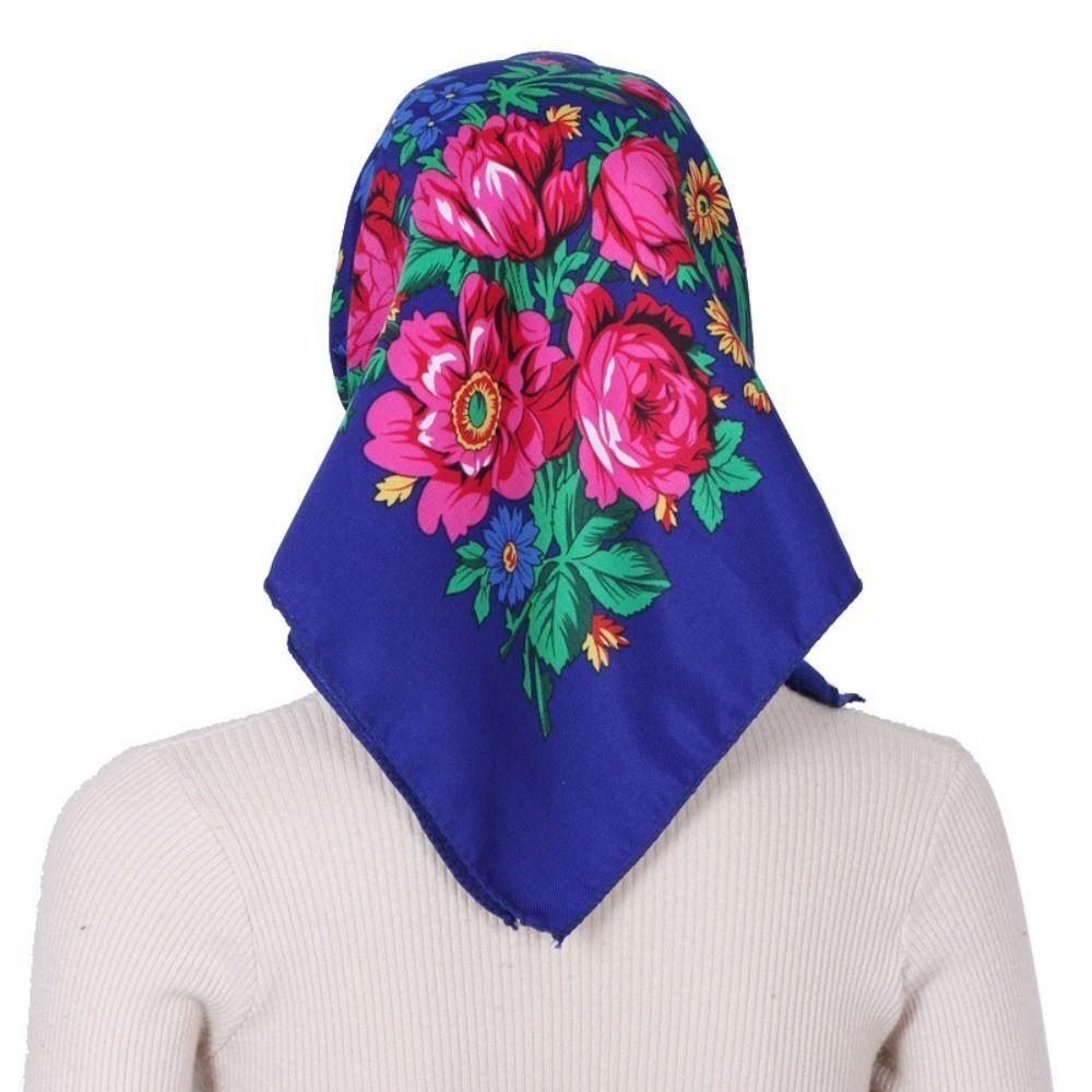 Sunscreen Rose Flower Print Head Scarf Polyester Square Shawl High Quality Headwraps