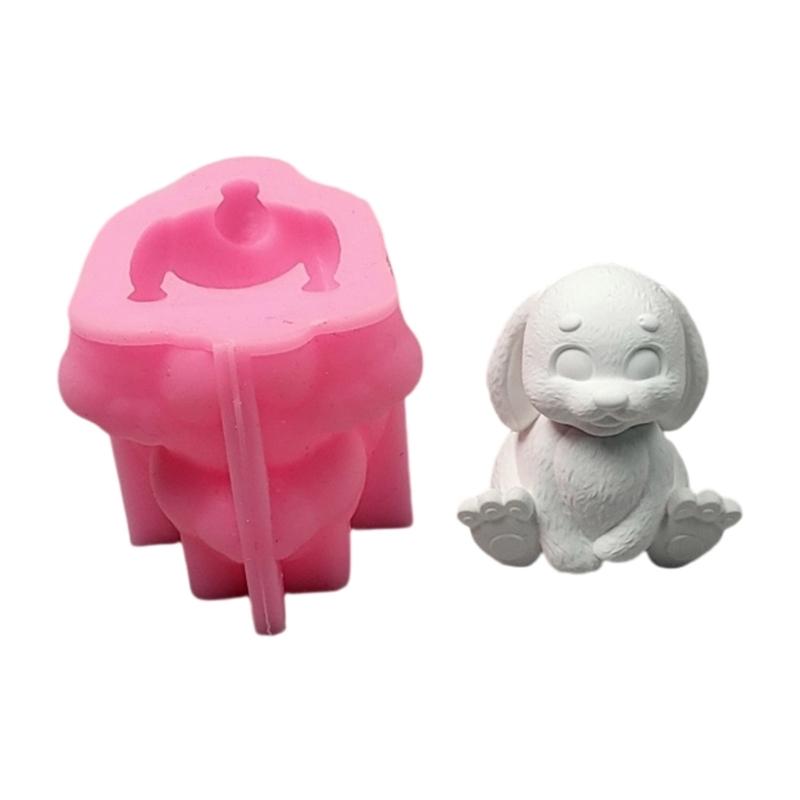 Handmade Silicone Mould 3D Rabbits Candle Molds Ornament Molds Animal Molds Casting Molds for Home Table Decorations
