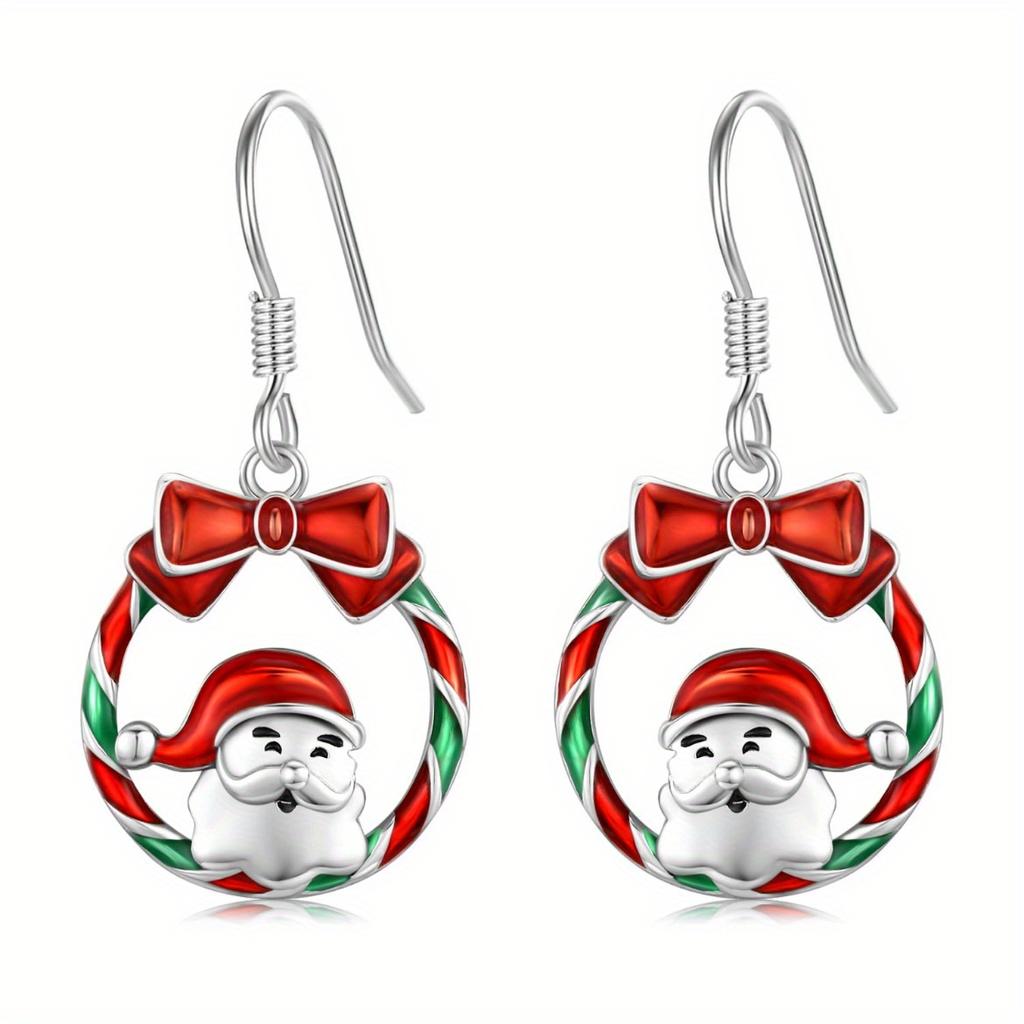 Красочный Рождественский Бант Звезда Конфета Серьги-Крючки Праздничные Украшения Подарок Для Женщин Девочек Снеговик Санта Клаус Серьга