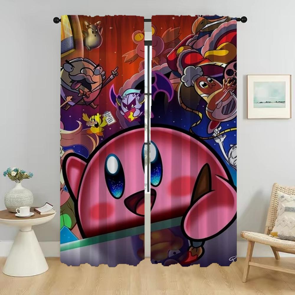 Kirbyes Window Curtain for Room 2 Panel Home Interior Curtains 2 Pieces Shades Tulle for Bedroom Halloween Decoration Partition