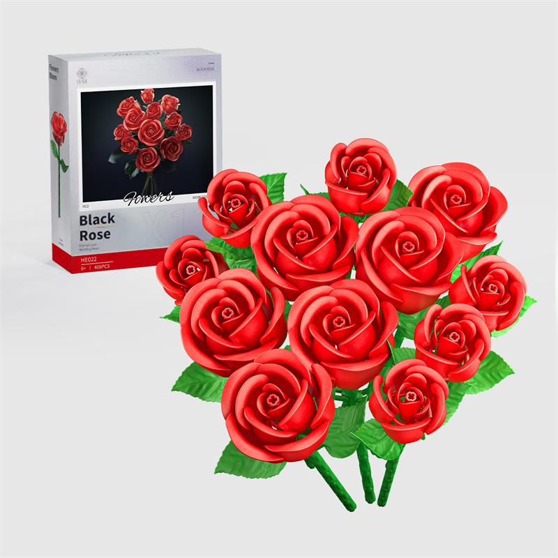 Plastic Blocks Simulation Flowers Building Bricks Eternal Plant Preserved Rose Artificial Bamboo Adult Toy Mom Gift Girl Present