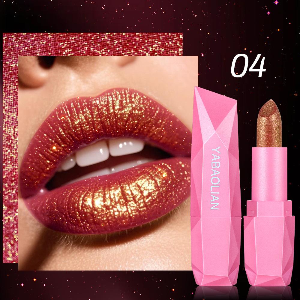Lipstick Waterproof Long Lasting Moisturizing Golden Shining Non-stick Cup Pearlescent Diamond Lip Tint Red Sexy Lips Makeup