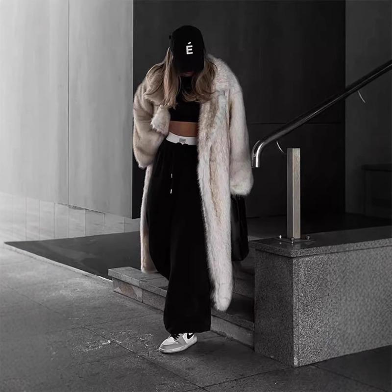 Новая куртка из искусственного меха женская свободная с отложным воротником удлиненное пальто из лисьего меха уличный стиль экологичный мех