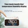 Светодиодный будильник Mordern FM Radio для пробуждения у кровати. Цифровой настольный календарь с термометром температуры и гигрометром влажности.