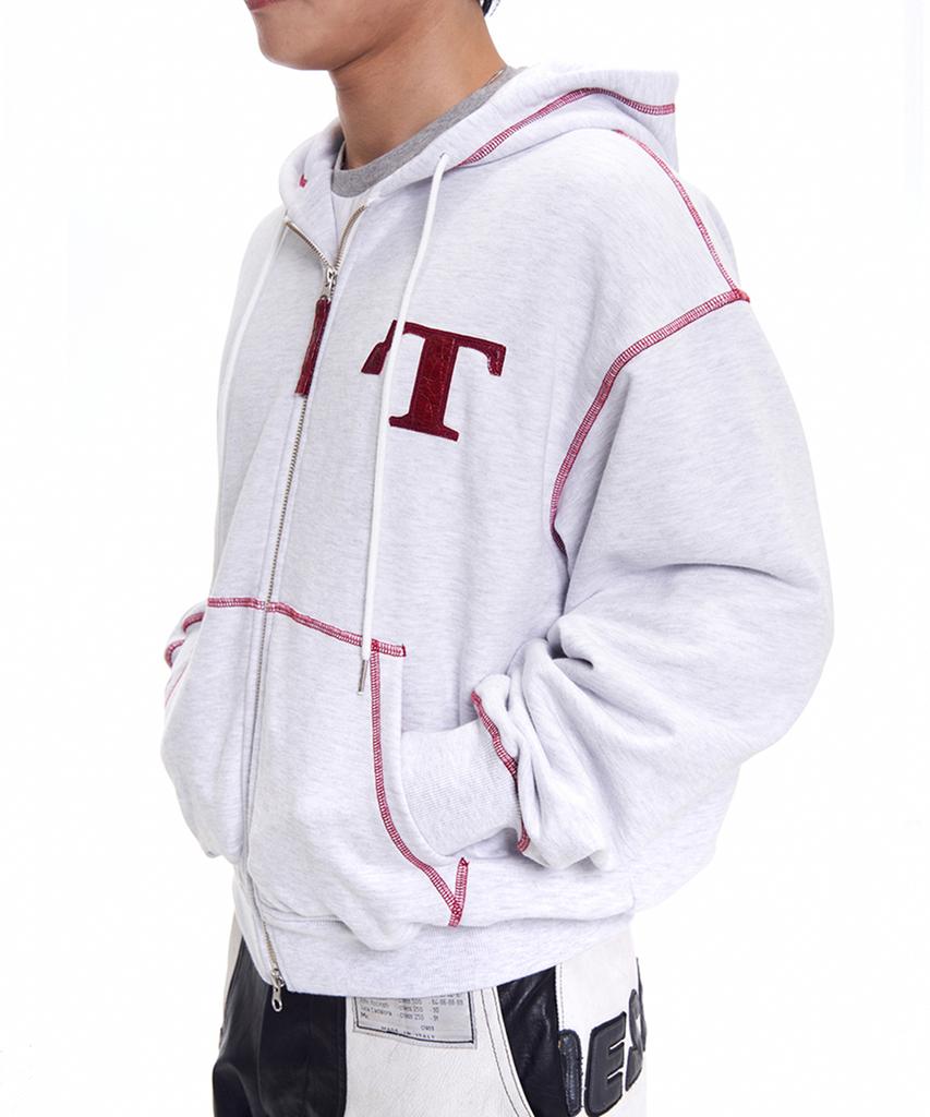 T.B.O.S Cut-Off Zip-Up Hoodie Light Grey