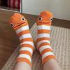 1 Pair Garden Eel Striped Mid-calf Socks Moisture Wicking Breathable Cotton Casual Socks Men Women Stretch Sports Crew Socks