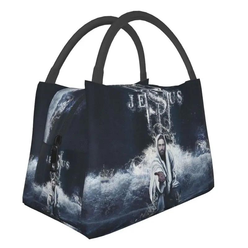 Иисус Мой Царь Термоизолированные Сумки для Обед Женщины Мой Царь Вера Бог Многоразовая Сумка-Тоут для Обед Ланчбокс для Еды