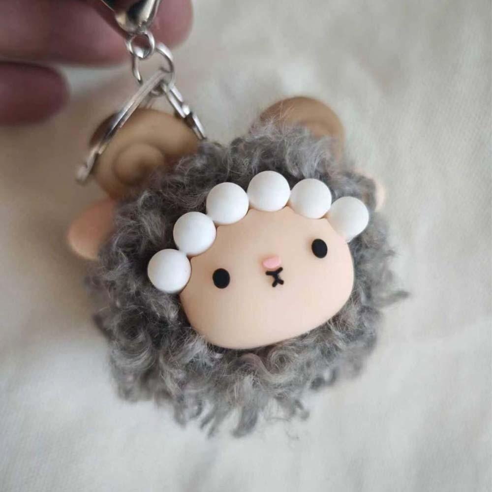 Soft Fleece Fluffy Lamb Keychain Mini Size Cute Bag Charm Animal Hanging Ornament School Students