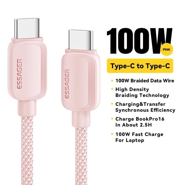 Essager 100 Вт PD USB C Type C кабель для быстрой зарядки зарядный кабель USB-C 5A TypeC кабель для Huawei Macbook Samsung Xiaomi POCO