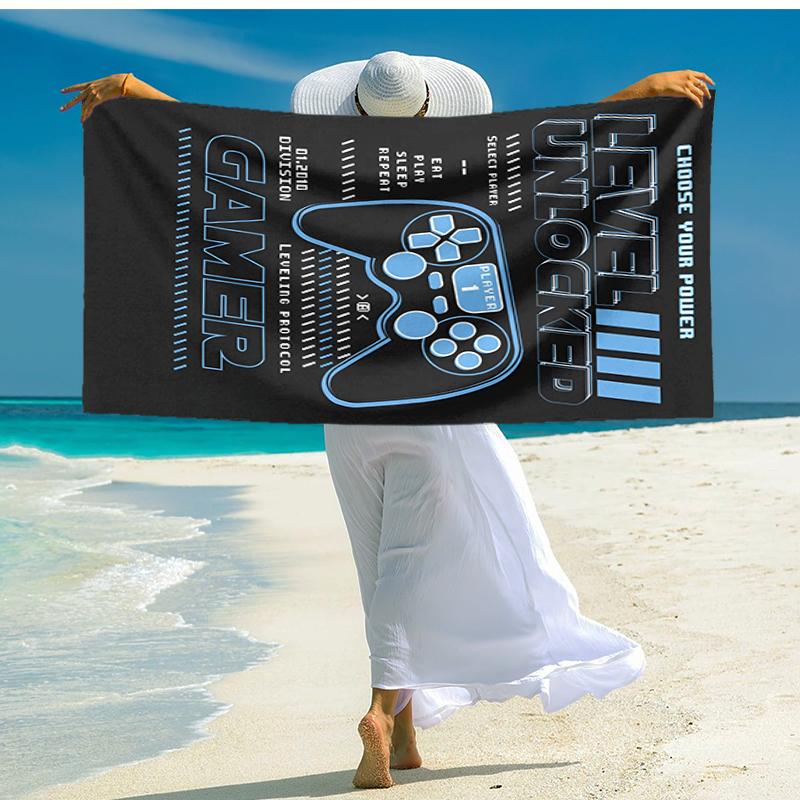 Ultra-Soft Beach Towel with Game Controller Theme,Ideal for Pool - Camping, Diving - Perfect Travel Essential, Vibrant Beach Towel.