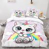 Rainbow Cat Bedding Set Single Twin Full Queen King Size Kawaii Girl Bed Set Aldult Kid Bedroom Duvetcover Sets 3D Print 013