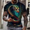 Fashion 3D Snake Printed T Shirt For Men Funny Animal Pattern Oversized T-shirt Summer Hip Hop Trend Clothing Casual O-neck Tops
