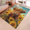 Большой ковер с принтом шотландского скота и подсолнухов – Прочный, нескользящий декоративный ковер для спальни, кухни или гостиной,