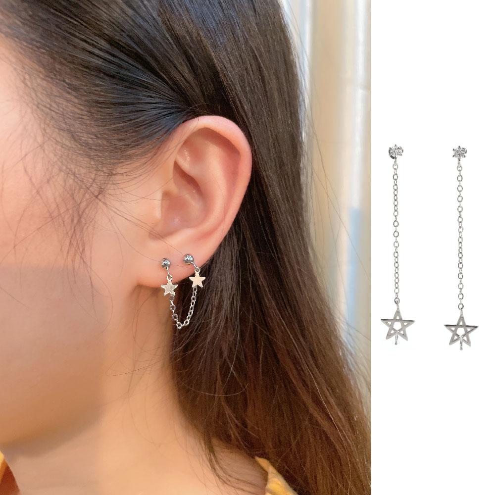 star Double Ear Holes Female Ear studs Star Ear studs Ear Chain Earrings Korean Style Earrings