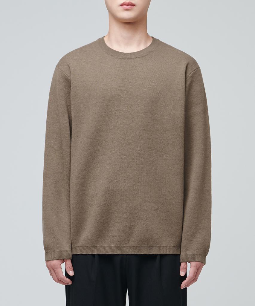 MUSINSA STANDARD Minimal Crew Neck Knit [Mocha]